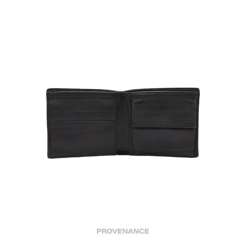 🔴 Gucci Bifold Wallet -Logo Stripe Web Black Leather